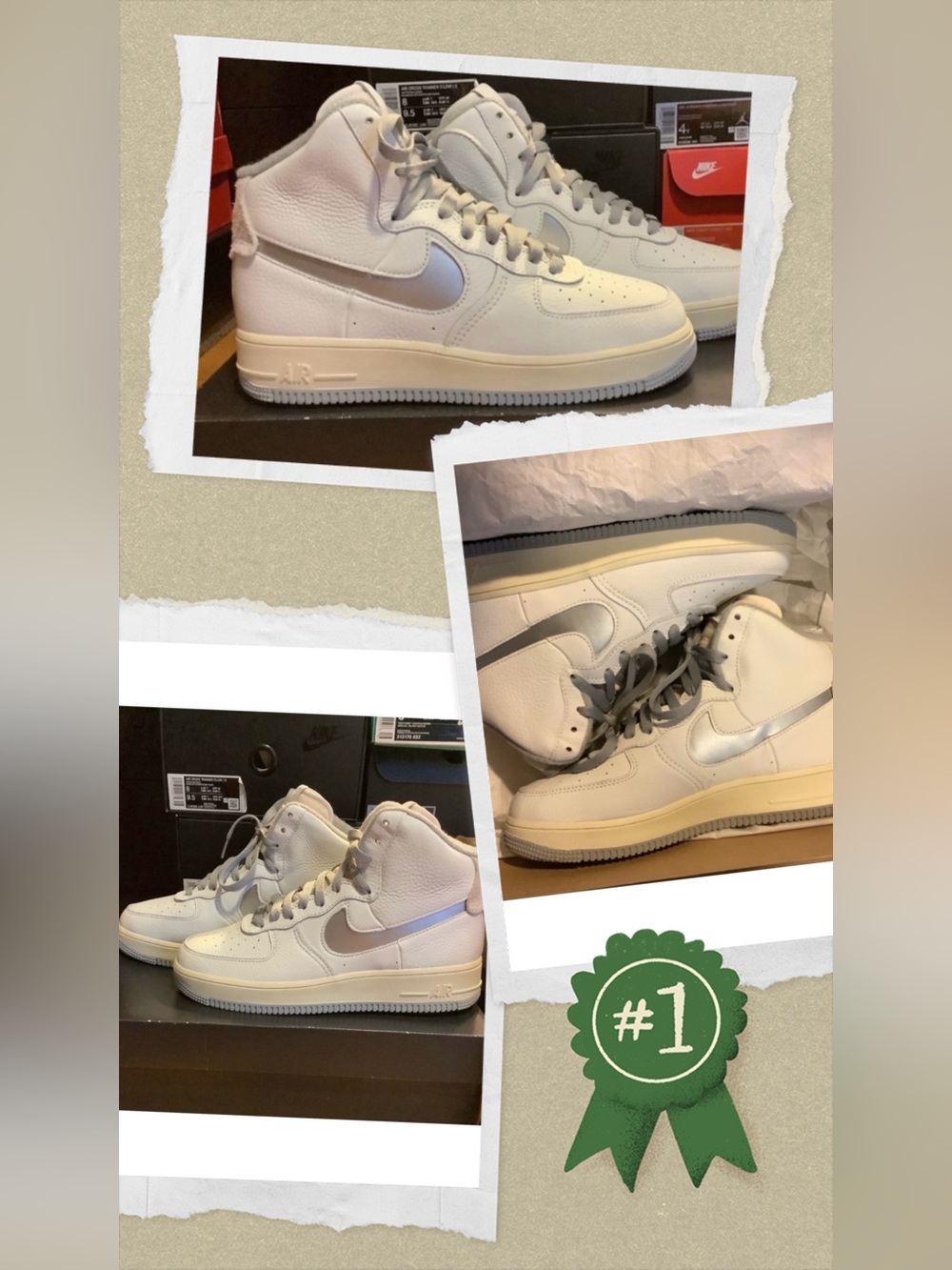 Nike Air Force 1 High Sculpt White & Silver AF1 BRAND NEW Size 9 W = Size 7.5 M